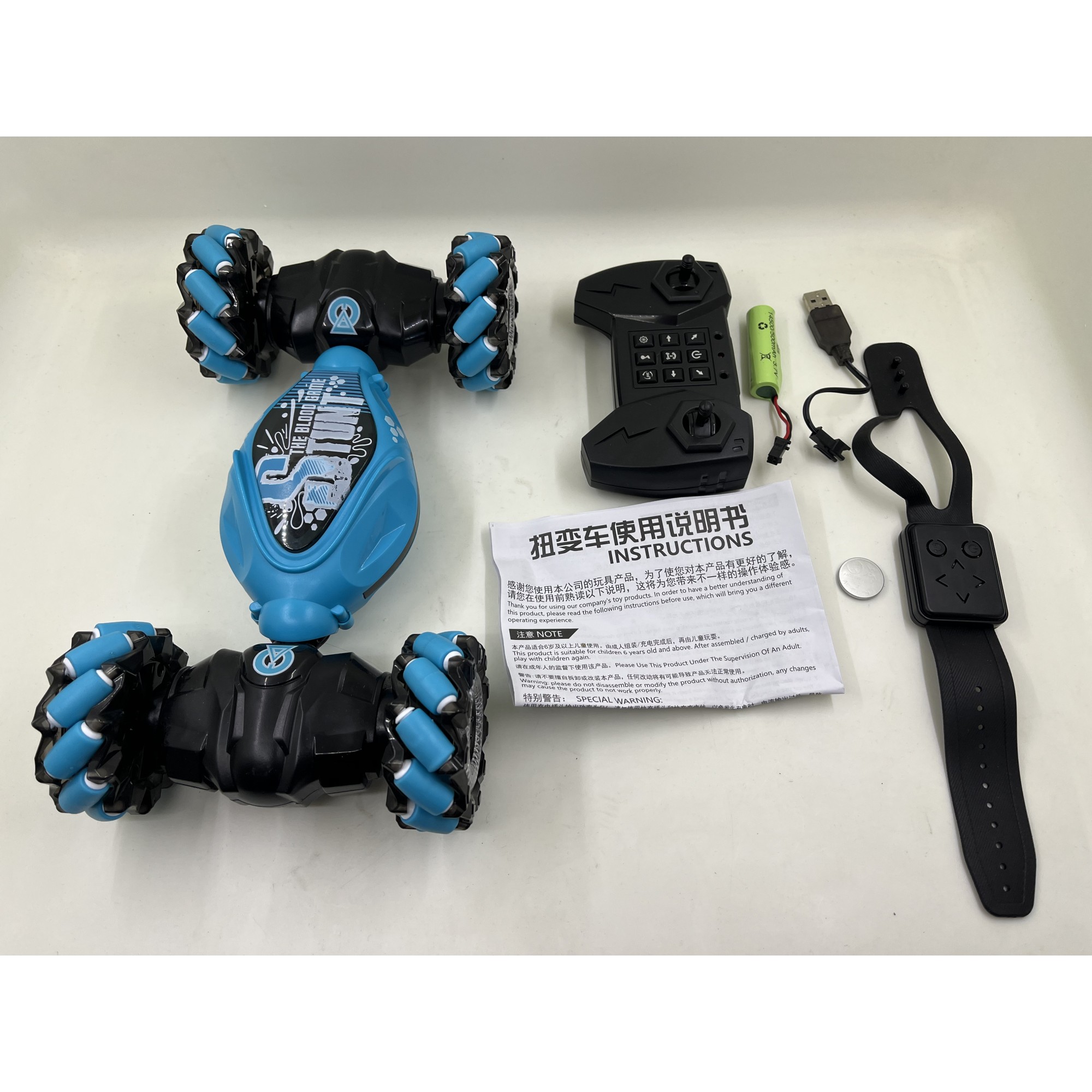 Masinuta pentru copii controlabila prin gesturi si telecomanda, cu efecte de lumini si muzica, Albastru - imagine 3